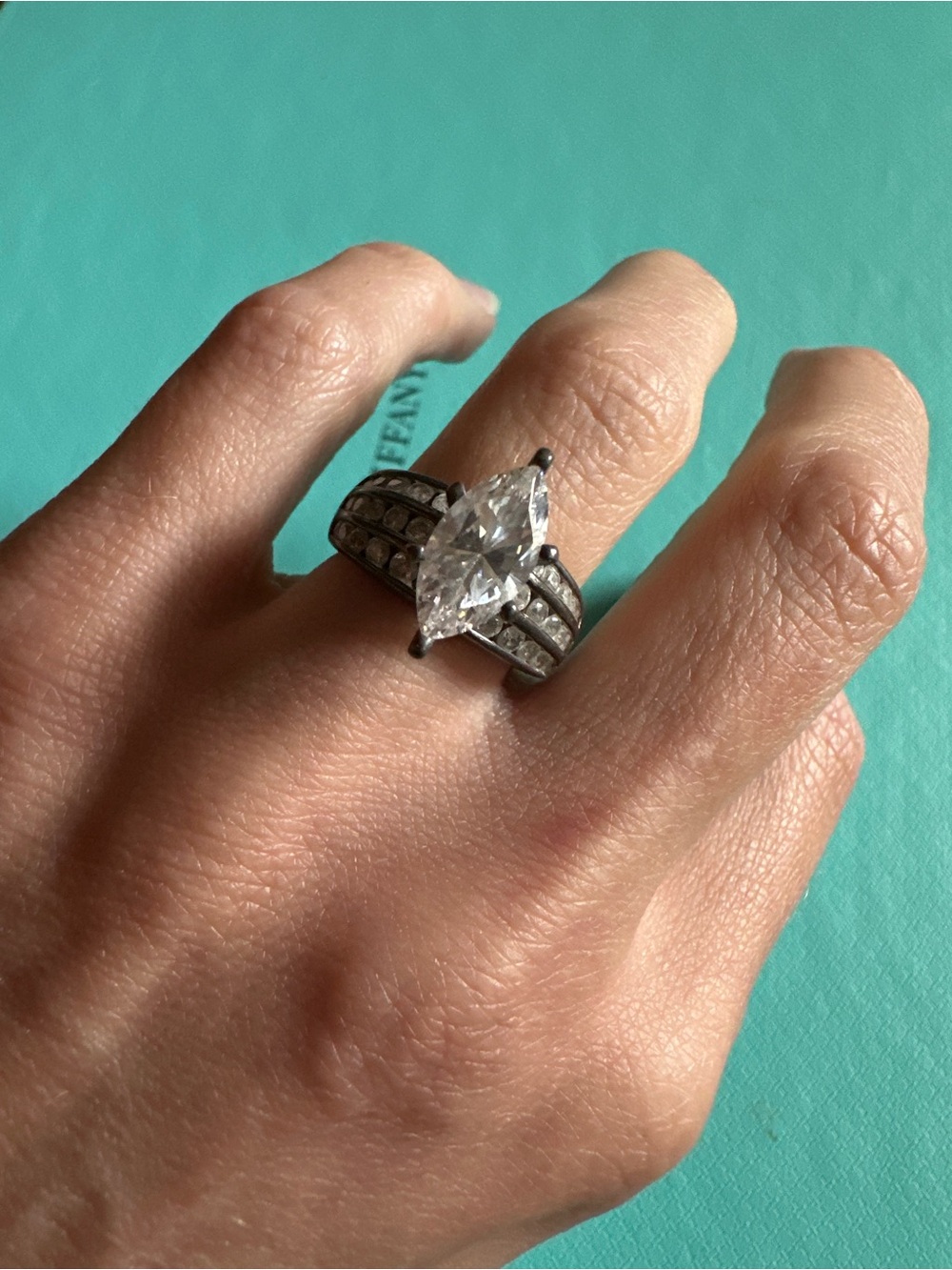 Vintage Sterling Cz Diamond Look Pave Band Ring Size 5